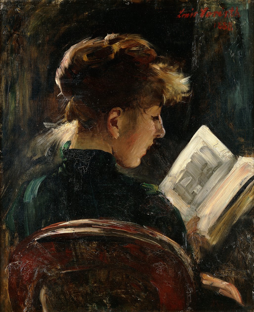 Kvinde læsning; Læsepige, 1888 af Lovis Corinth