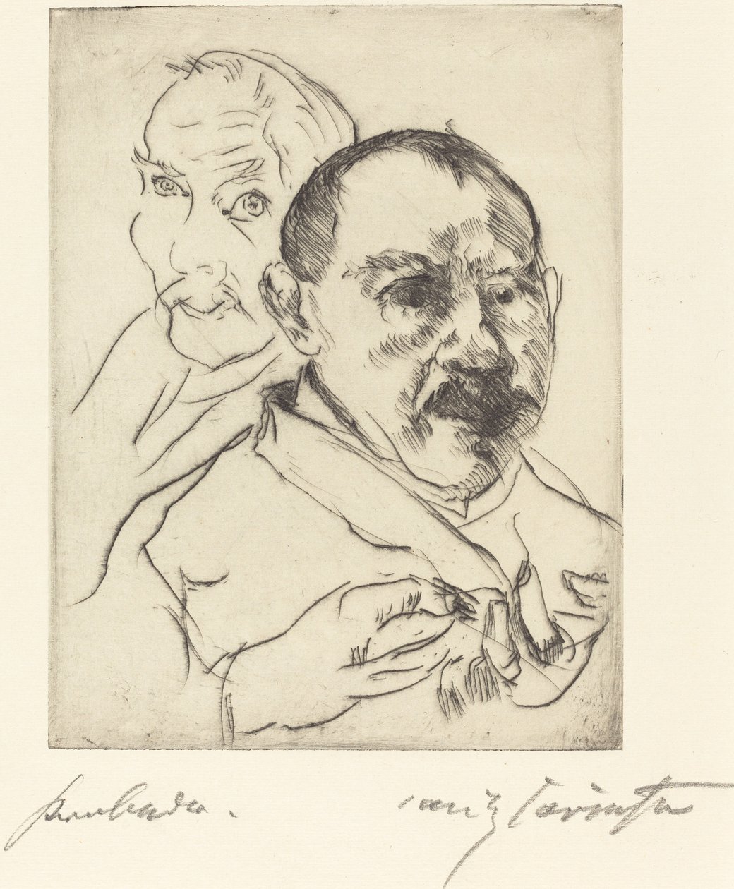 Skitse af to mandlige hoved-selvportrætter, 1915. af Lovis Corinth