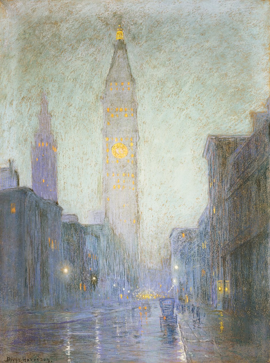 Madison Avenue ved Twilight, ca. 1911 (pastel på brunt papir) af Lowell Birge Harrison