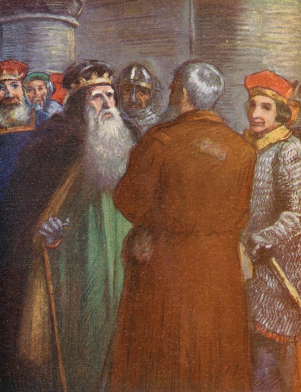 Illustration til historier om Guy af Warwick (farvelitografi) af Lowes Dalbiac Luard