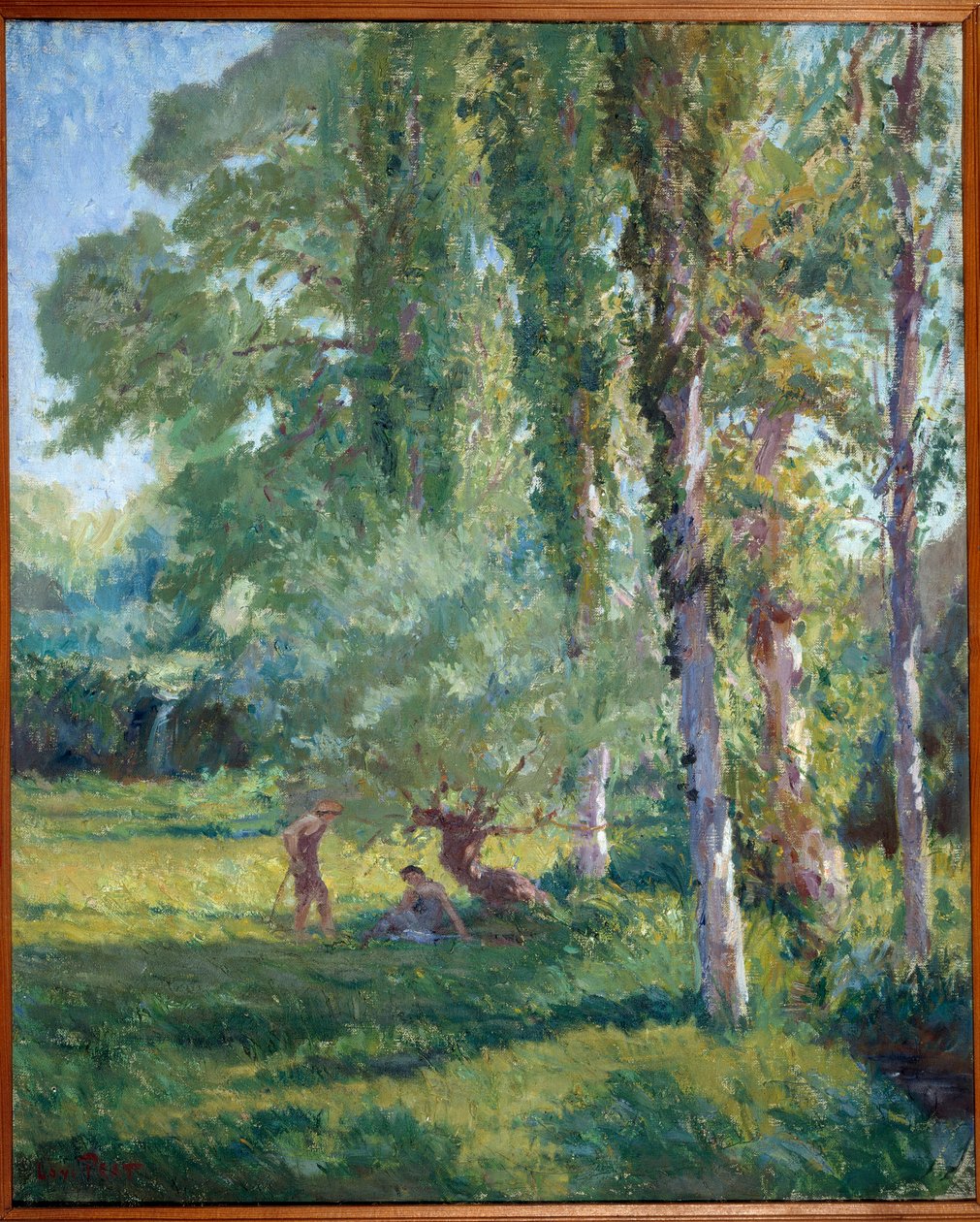Par på græsset under en poppel Maleri af Loys Prat (1879-1934), 20. århundrede. Olie på lærred. Donzere, Rådhus. af Loys Prat
