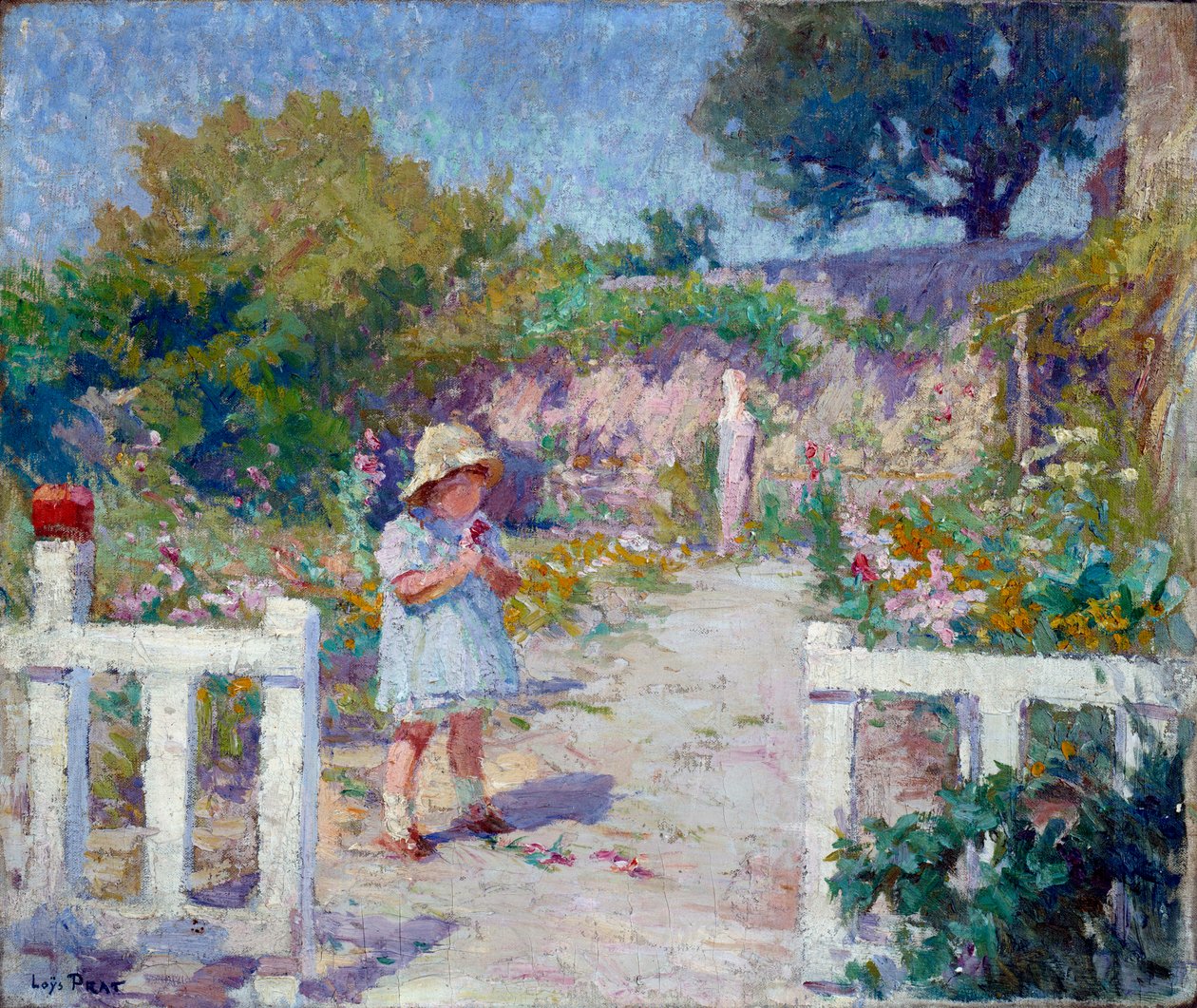 Lille pige i haven Maleri af Joseph Loys Prat (1879-1934), 20. århundrede. af Loys Prat