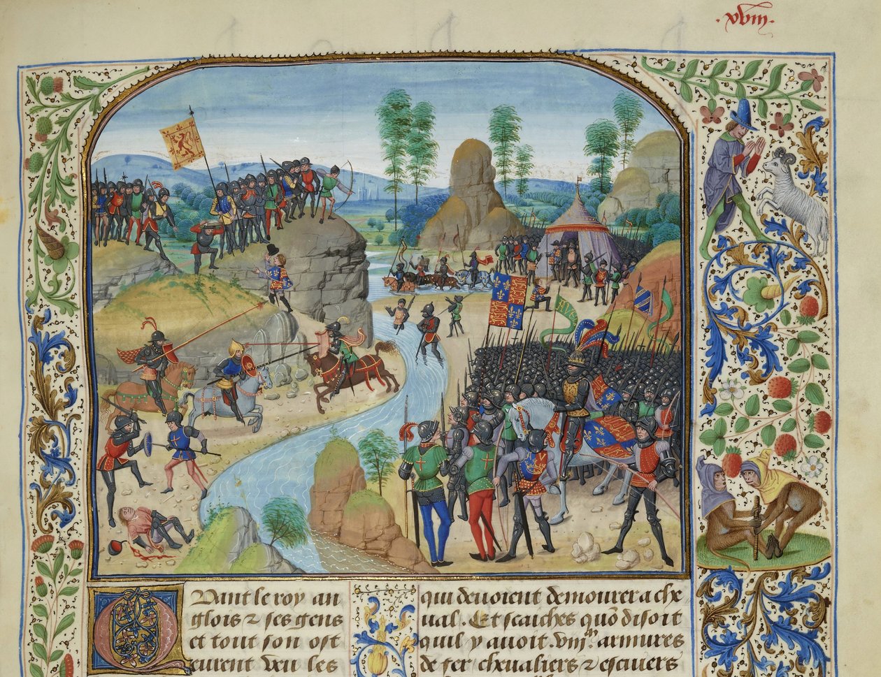 Anglo-skotsk krig: englænderne krydser Tyne, ca 1470-1475. af Loyset Liedet