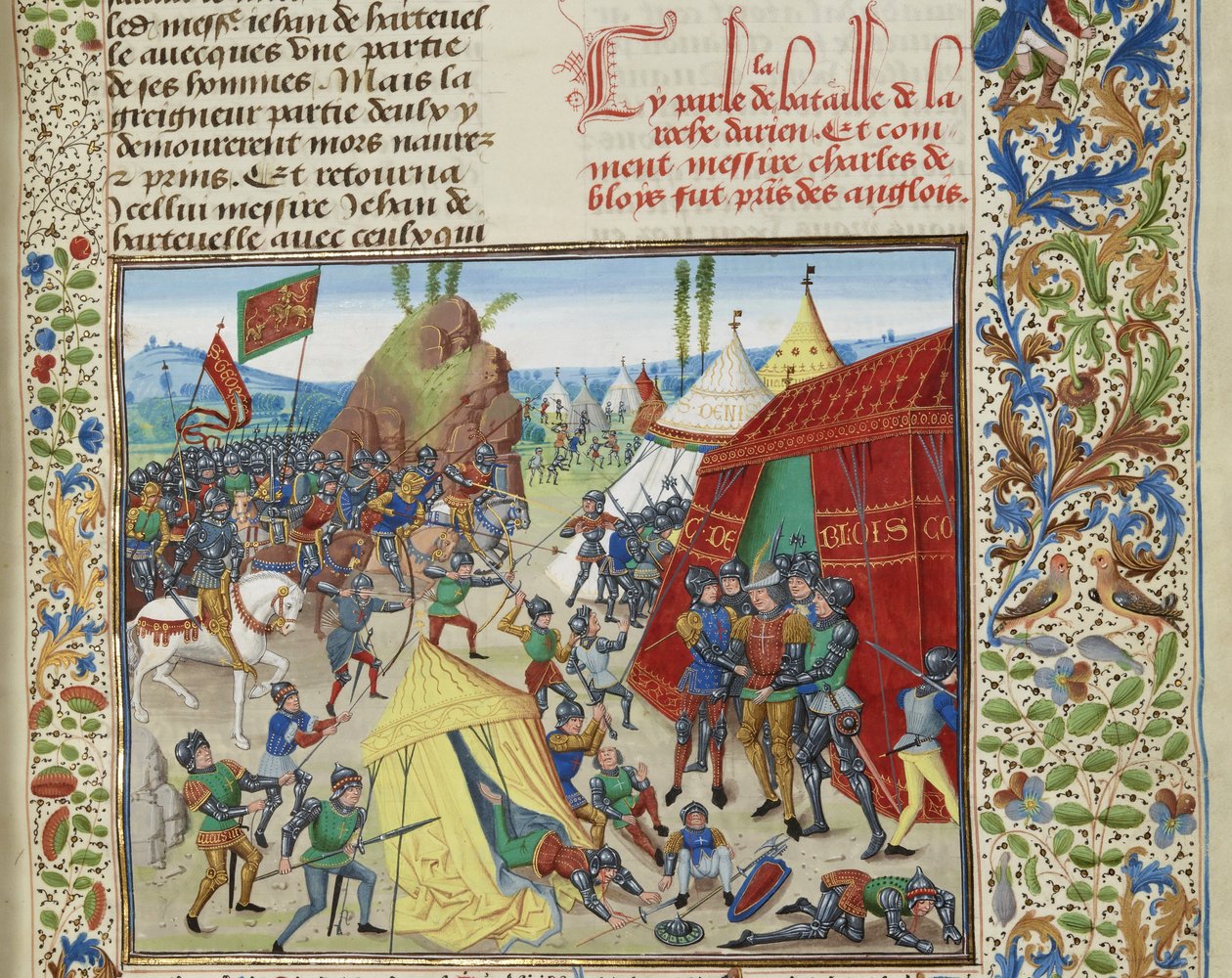 Charles af Blois taget til fange i slaget ved La Roche-Derrien, ca 1470-1475. af Loyset Liedet