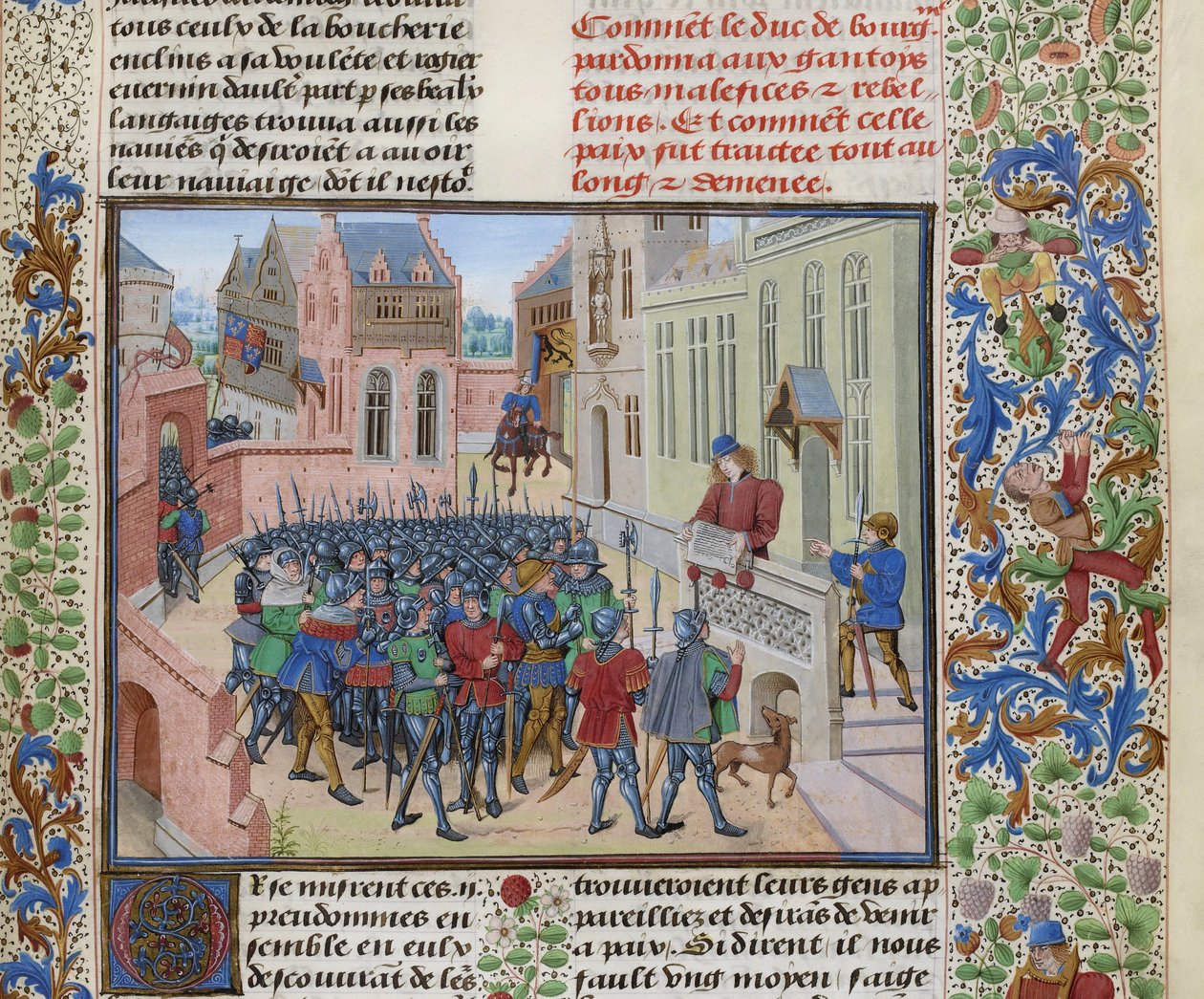 Jean de Heyle læser i Gent et brev fra Filip II den Dristige, ca 1470-1475. af Loyset Liedet