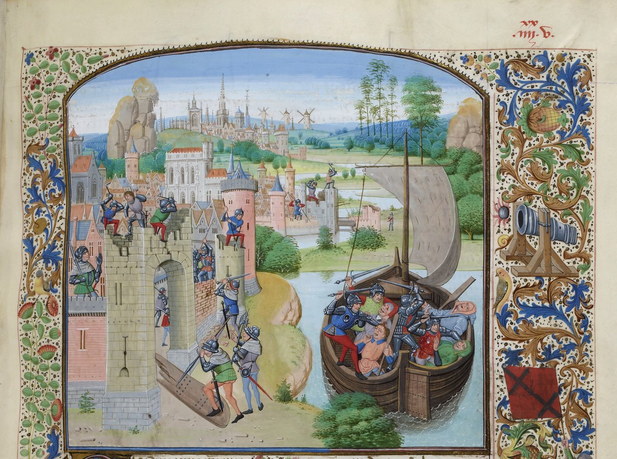Massakre på Gent-handlere ved Audenarde 1380, ca 1470-1475. af Loyset Liedet
