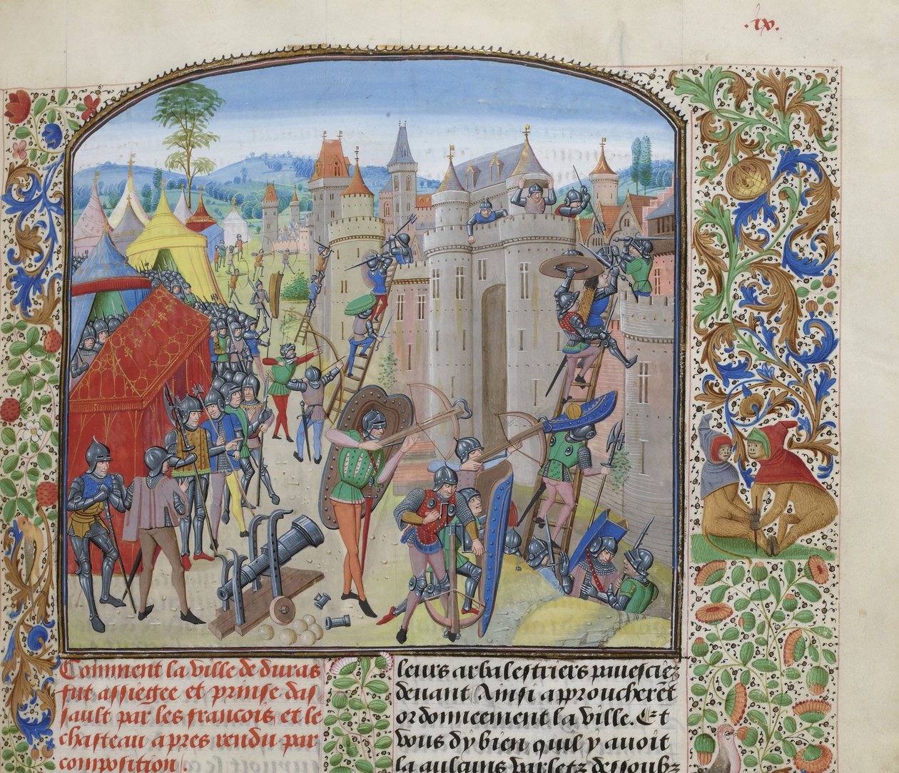 Franskmændenes belejring af château de Duras i 1377, ca 1470-1475. af Loyset Liedet
