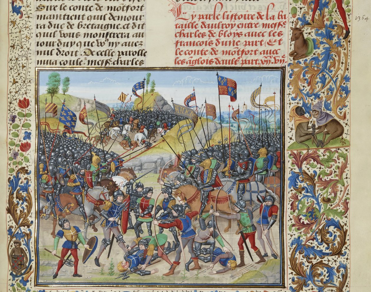 Slaget ved Auray den 29. september 1364, ca 1470-1475. af Loyset Liedet