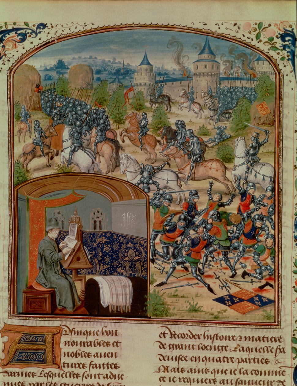 Hundredårskrigen, miniature fra en kopi fra det 15. århundrede af Froissarts Chronicle of France, det 15. århundrede af Loyset Liedet
