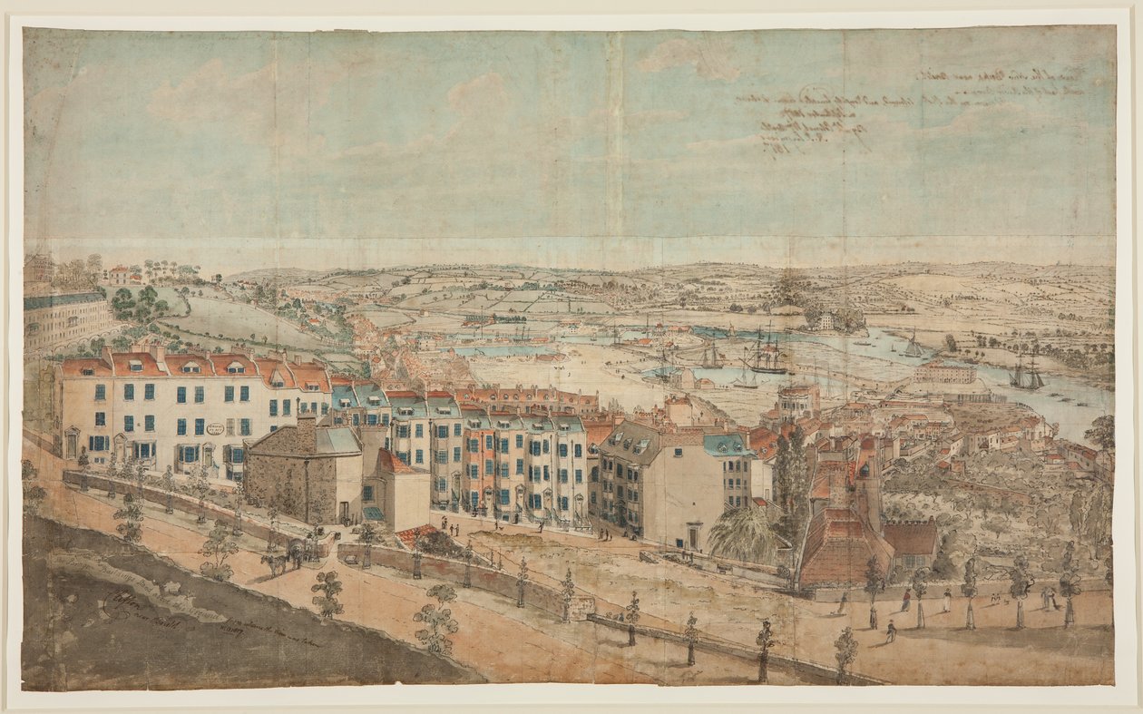 Forberedende skitse til View of Granby Hill, Clifton, fra vest (akvarel på papir) af Lt.Col.William Booth