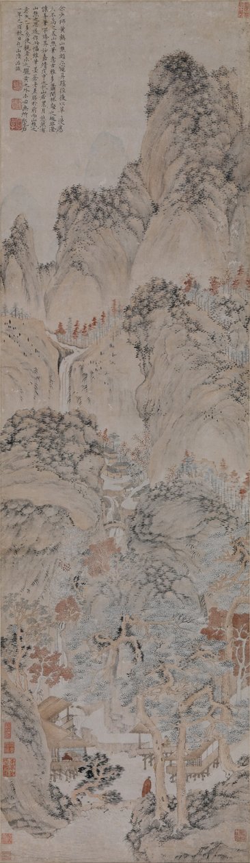 Landskab i stil med Wang Meng af Lu Zhi