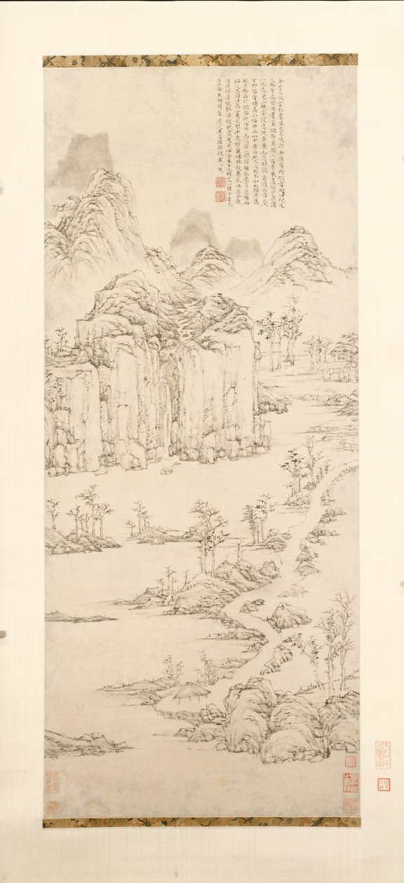 Daoist Retreat in Mountain and Stream (Landskab efter Ni Zan [1301-1374]) af Lu Zhi