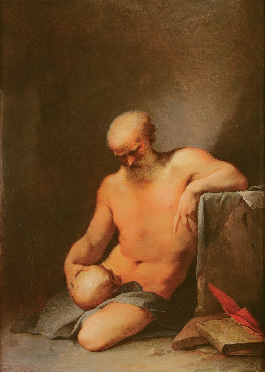 St. Jerome (olie på kobber) af Lubin Baugin