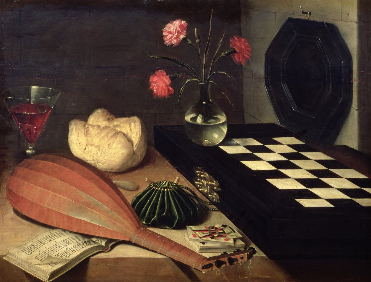Stilleben med skakbræt, 1630 af Lubin Baugin