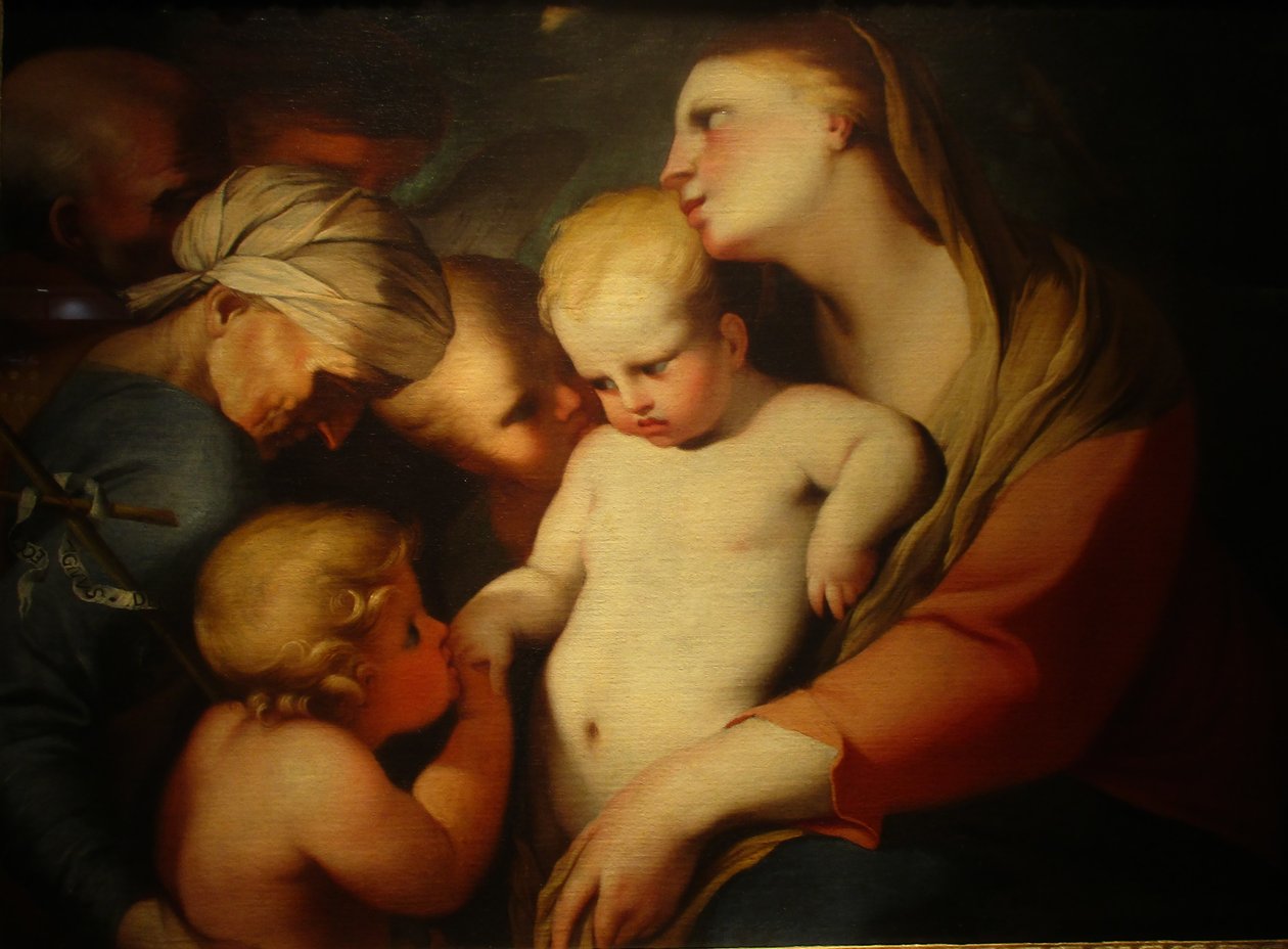 Jomfru og barn med Saint Elizabeth og Saint John the Baptist af Lubin Baugin