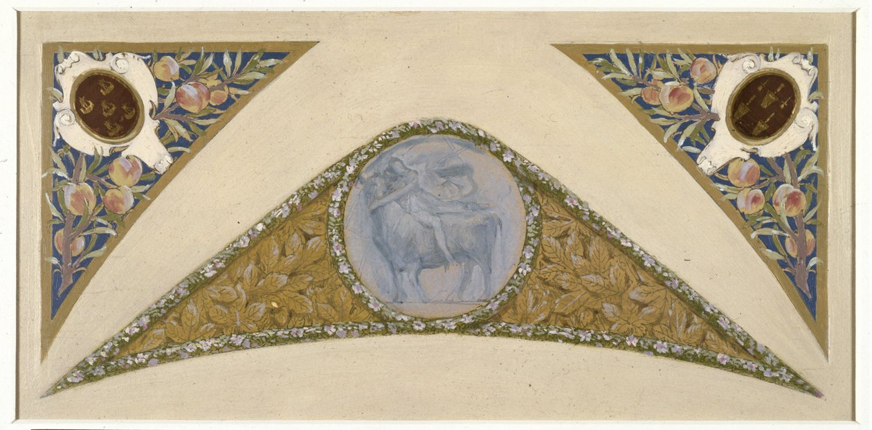 Skitse til den festlige trappe i Hôtel de Ville de Paris: Bull, ca. 1888 -1898 (olie på kalkerpapir) af Luc Oliver Merson