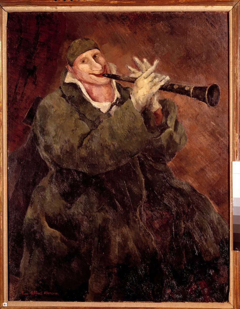 Grock spiller trompet Klovnen Gock (1880-1959) spiller klarinet. Maleri af Luc Albert Moreau (1882-1948) 20. århundrede. Paris. Kommunalt museum for moderne kunst af Luc Albert Moreau