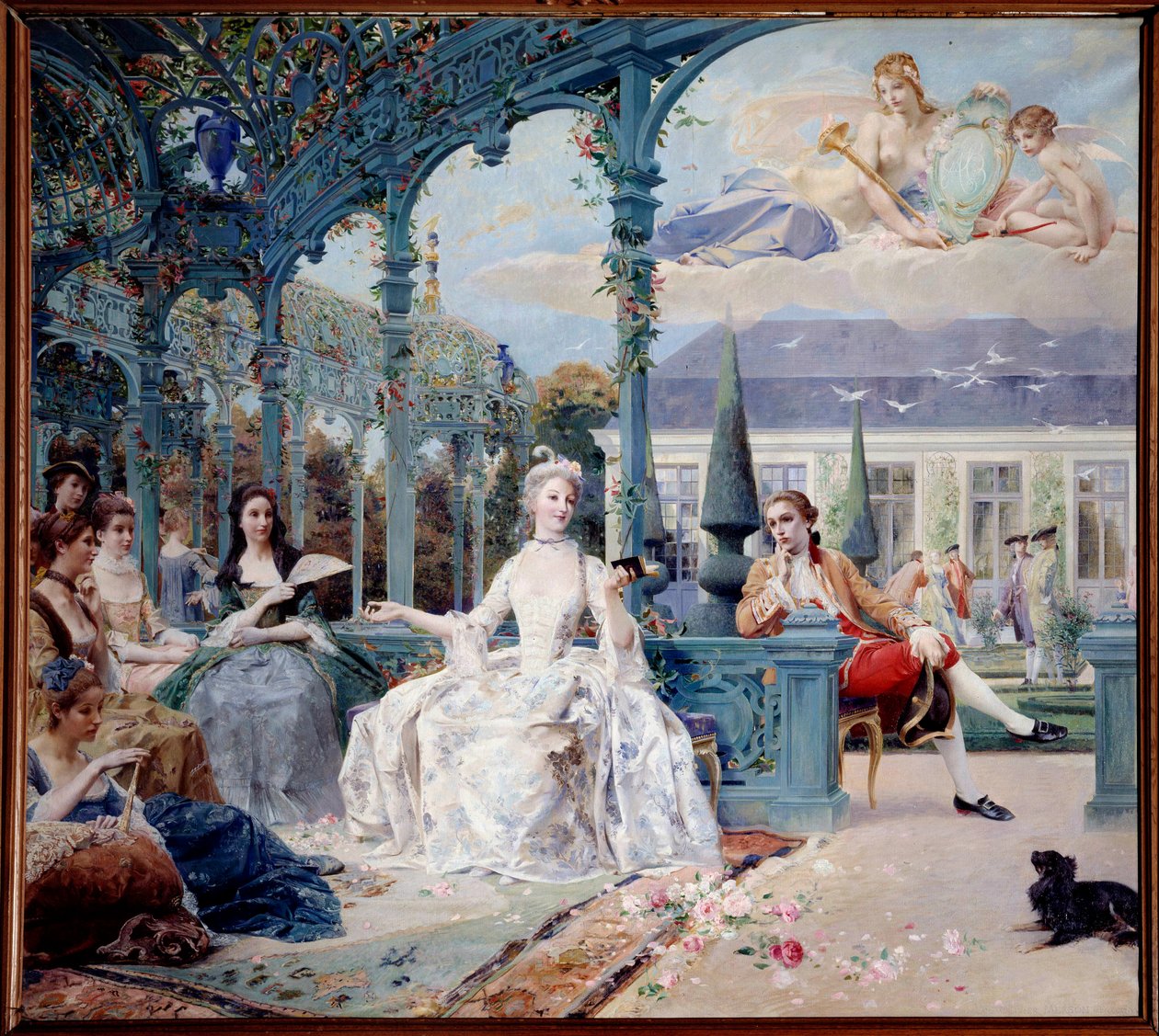 Mademoiselle de Clermont og greven af Melun ved Sylvie-pavillonen nær Chantilly Dette er de to hovedpersoner i Theophile de Viaus digte. Maleri af Luc Olivier Merson (1846-1920) 1895 søn. 1,88x2,10 m Chantilly, Musee Conde af Luc Oliver Merson