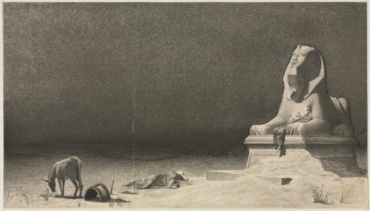 The Rest on the Flight into Egypt recto, Skitse of a Sphinx [] verso, ca. 1879-80. af Luc Olivier Merson