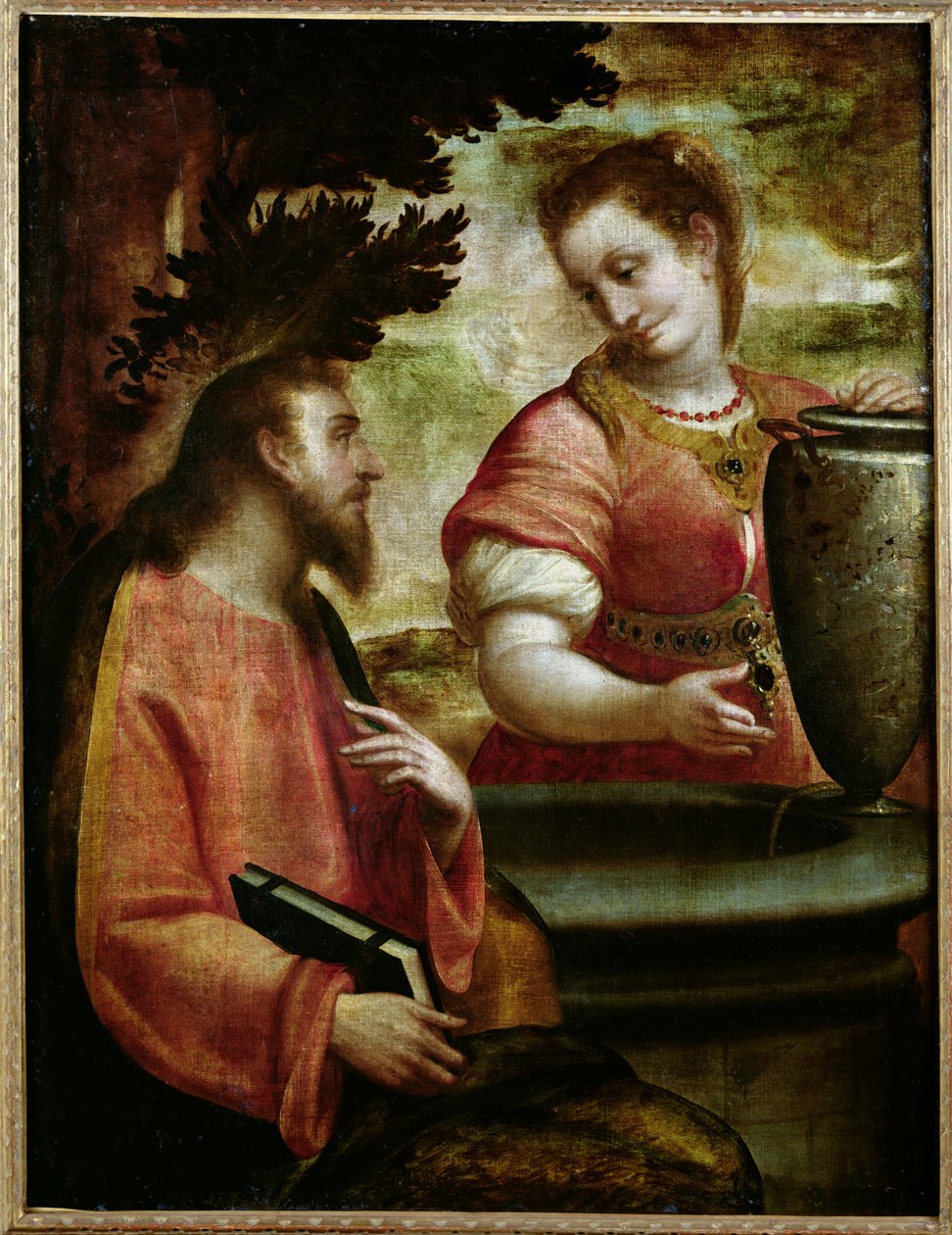 Kristus og kvinden i Samaria, ca. 1575-80 af Luca Cambiaso