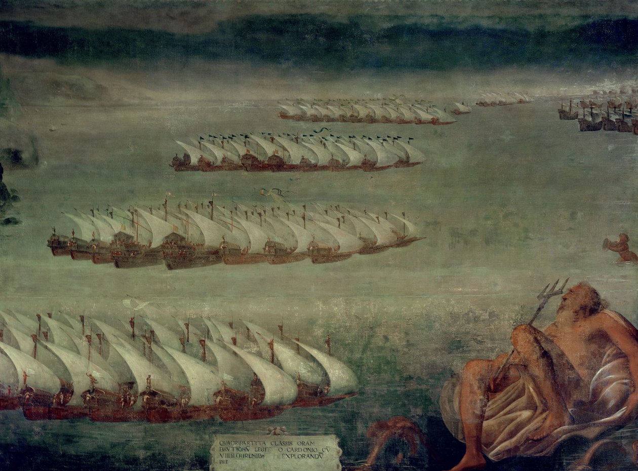 Slaget ved Lepanto, 7. oktober 1571 af Luca Cambiaso