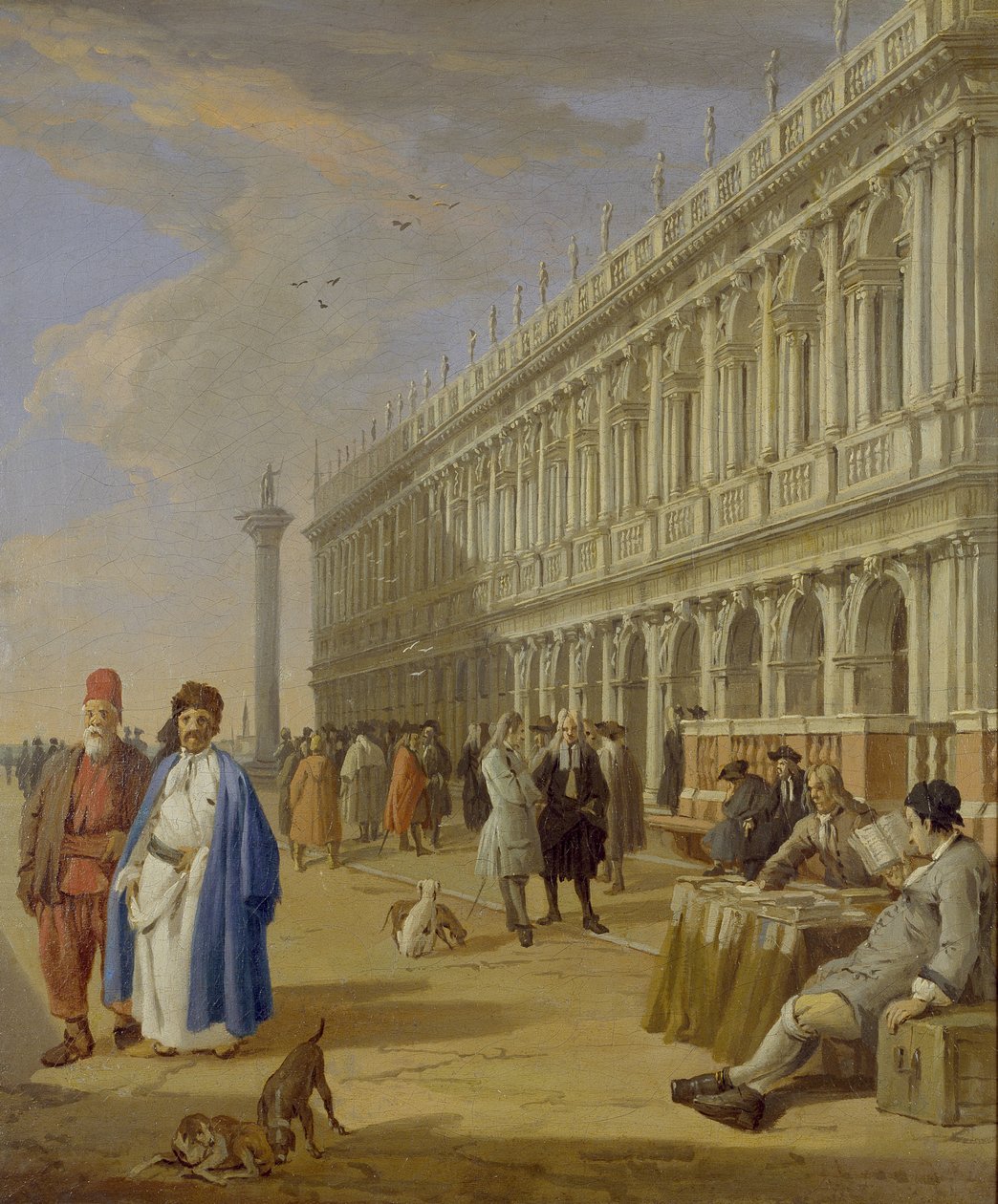 Venedig: Piazzetta med figurer, 18. århundrede af Luca Carlevaris