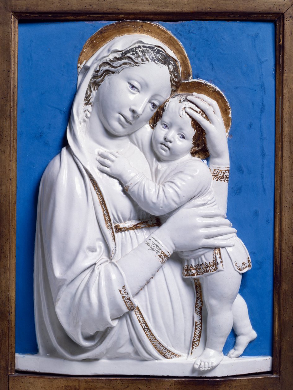 Madonna og barn, 1445-50 (emaljeret terracotta) af Luca Della Robbia
