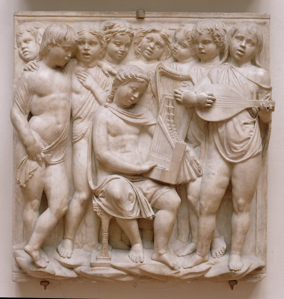 Musikalske engle, relief fra Cantoria, ca. 1432-38 (marmor) af Luca Della Robbia