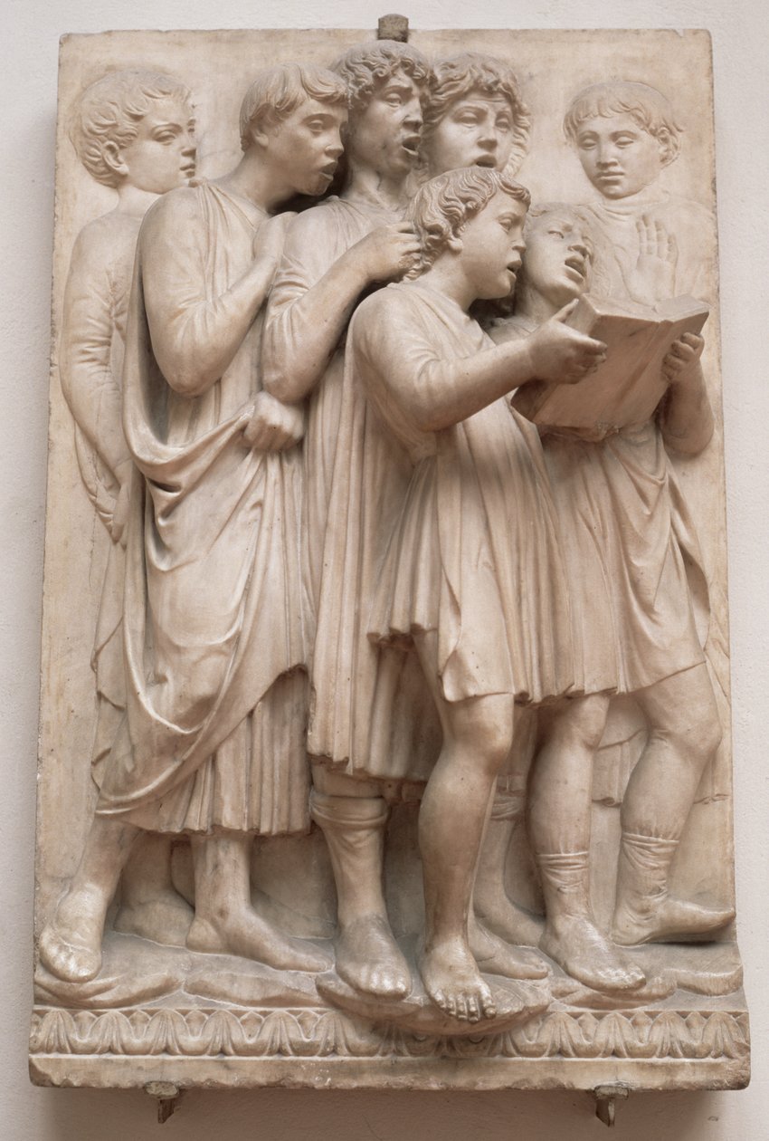 Syngende engle, detalje fra Cantoria, ca. 1432-38 (marmor) af Luca Della Robbia