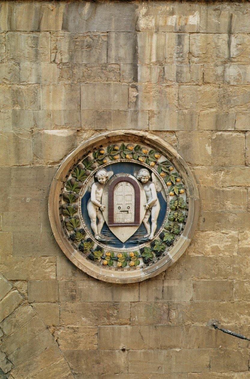 Stemma fra silkevæverlauget (glaseret terracotta) af Luca Della Robbia