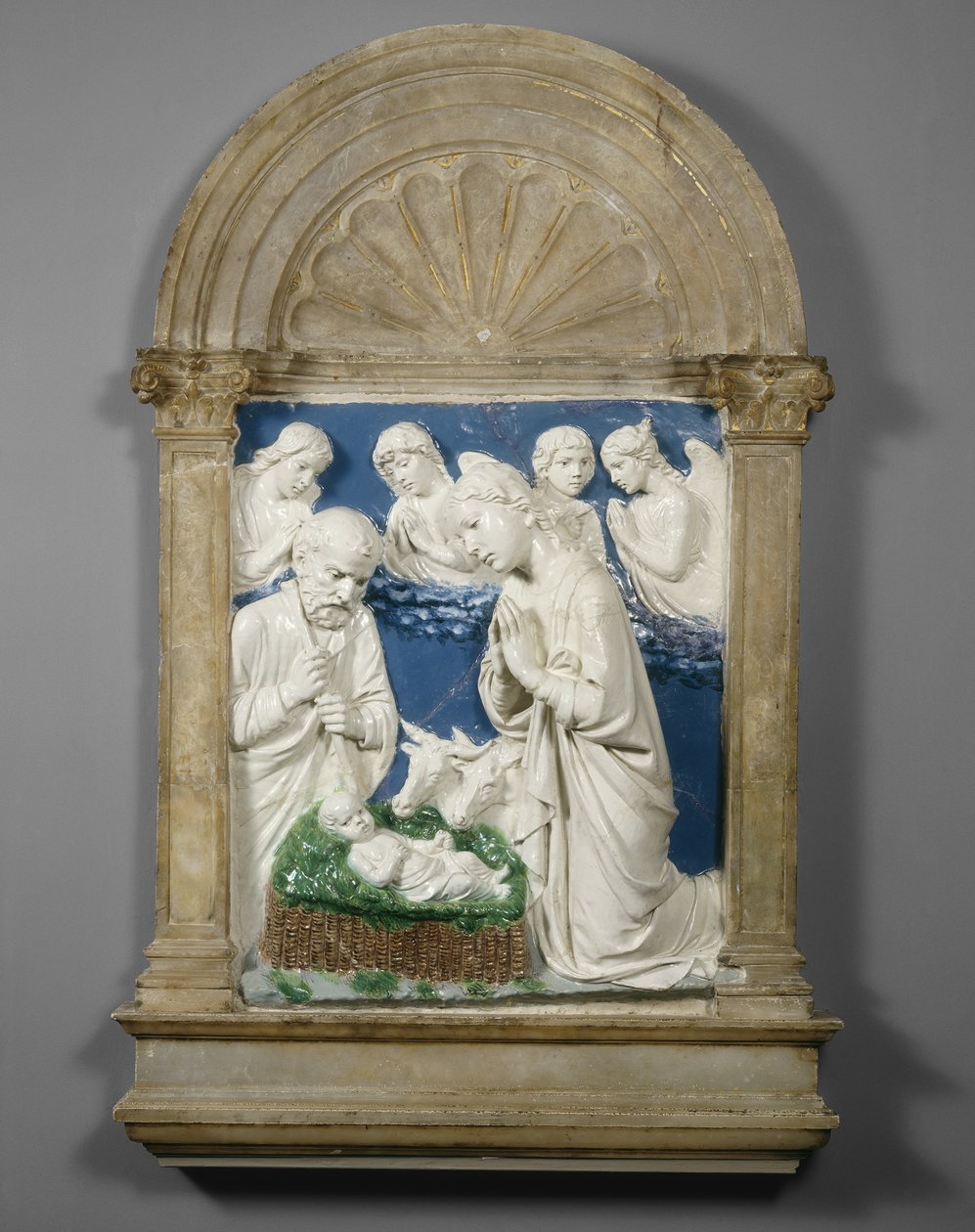 The Nativity, ca. 1460 (glaseret terracotta) af Luca Della Robbia