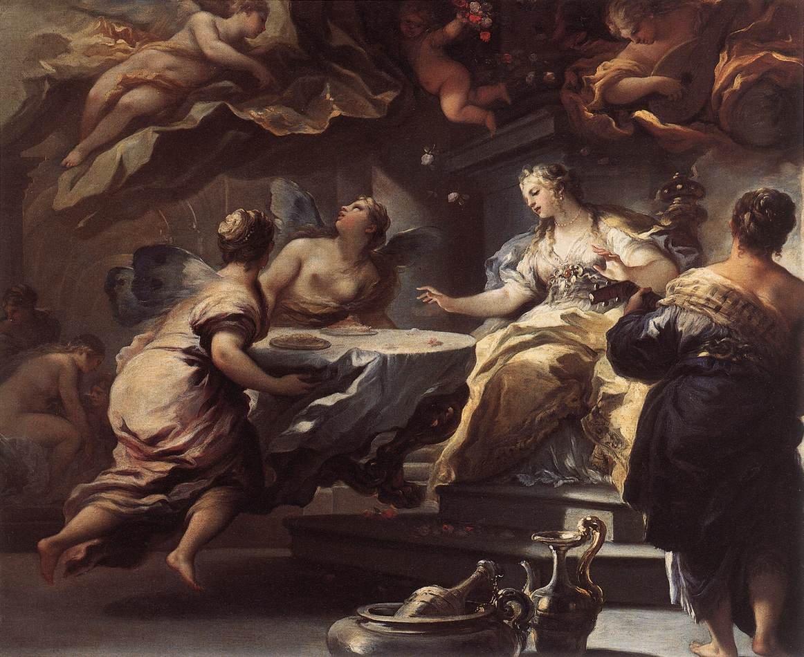 Psyke betjent af usynlige ånder af Luca Giordano