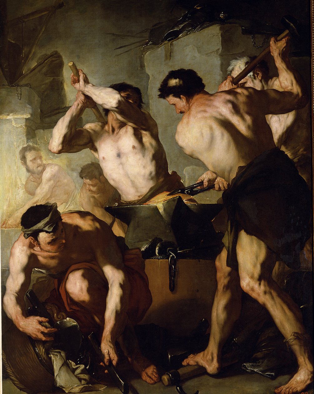 Vulcans smedje, ca.1660 af Luca Giordano