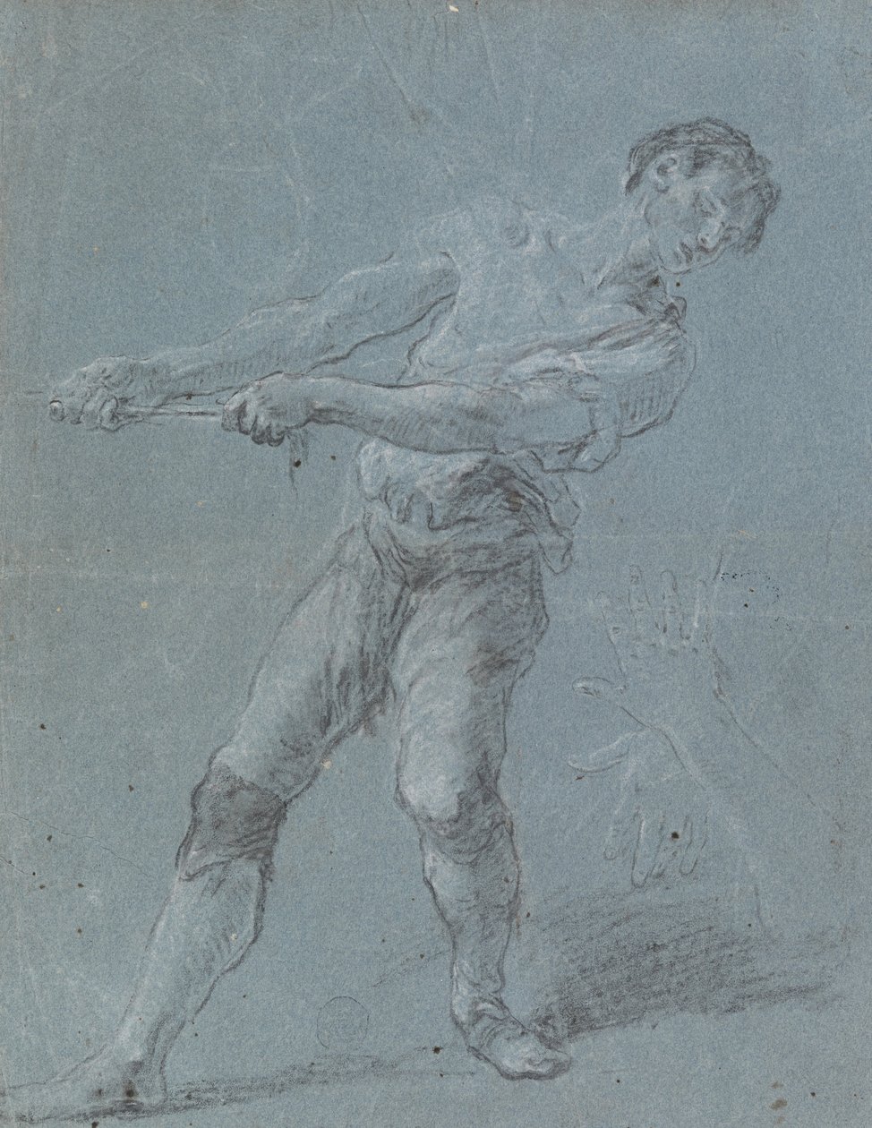 Ung mand trækker et reb af Luca Giordano