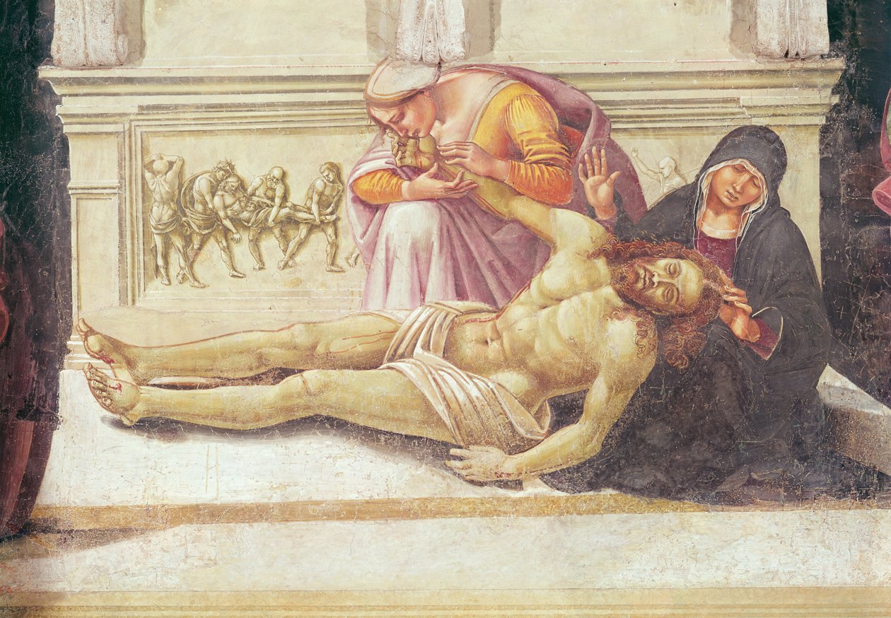 Detalje af nedstigningen fra korset, fra kapellet i Madonna di San Brizio, 1499-1504 af Luca Signorelli