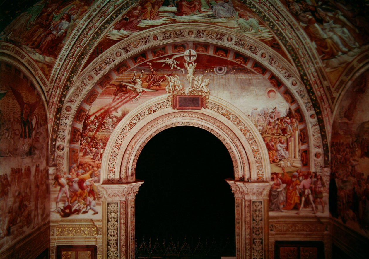 Profeter og verdens ende, indgangsvæg til Madonna di San Brizios kapel, 1499-1504 af Luca Signorelli
