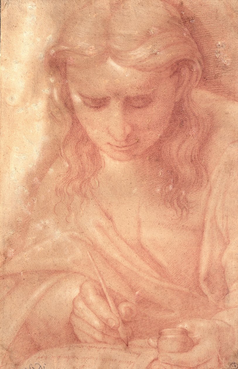 Johannes den Guddommelige (rødt kridt på papir) af Luca Signorelli