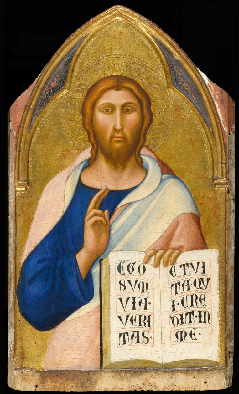 Christ Blessing, ca. 1355-1360 (tempera og bladguld på panel) af Luca di Tommè