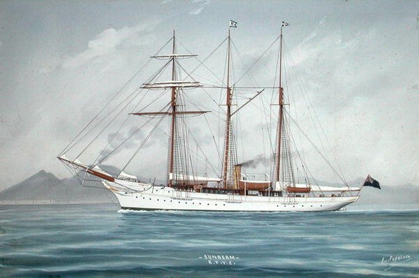Solstrålen under magt med oprullede sejl (gouache på papir) (se 197337) af Luca Papaluca