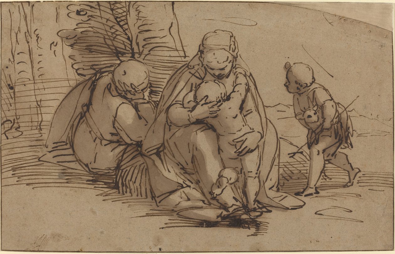 Hellig familie med spædbarnet Saint John af Luca Cambiaso