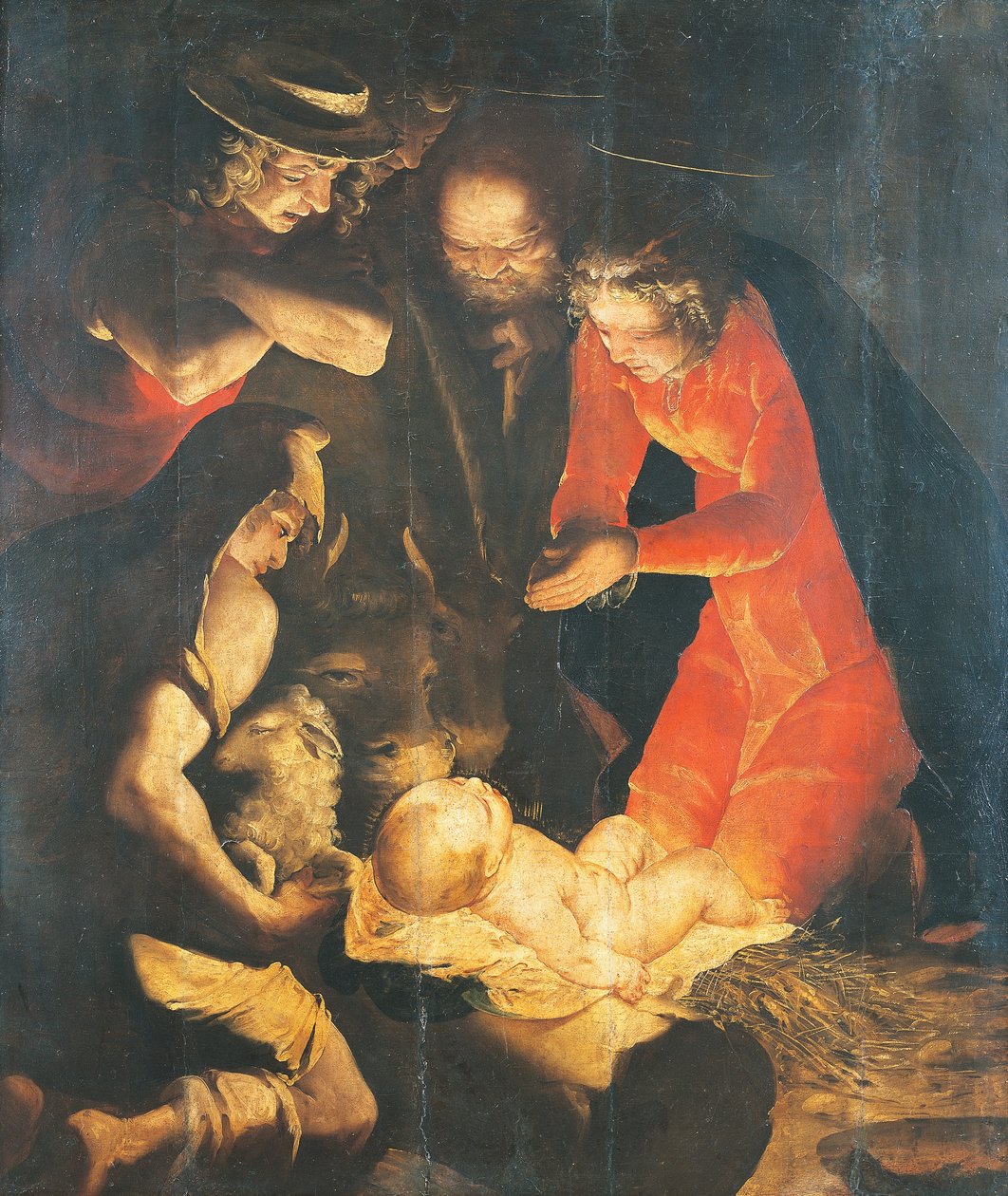 Hyrdernes tilbedelse, af Luca Cambiaso (1527-1585), olie på lærred af Luca Cambiaso