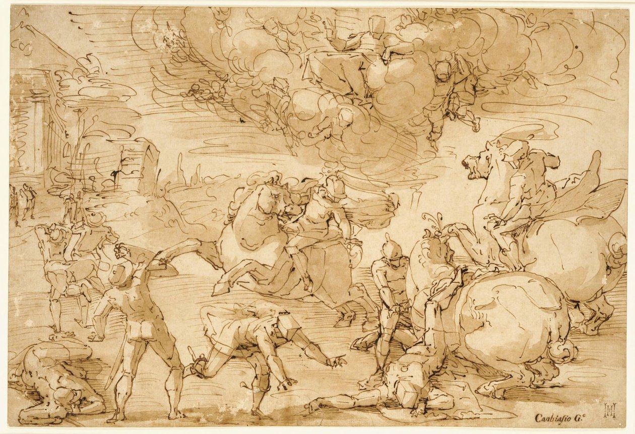 Die Bekehrung des Heiligen Paulus af Luca Cambiaso