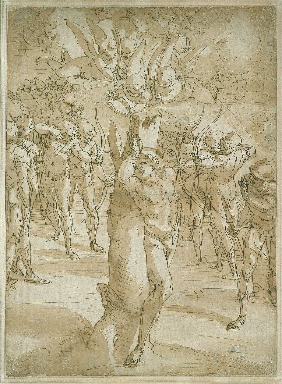 Den hellige Sebastians martyrium af Luca Cambiaso
