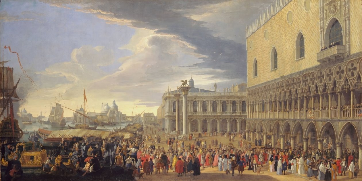 Jarlen af Manchesters ankomst til Venedig, 1707-1710. af Luca Carlevarijs