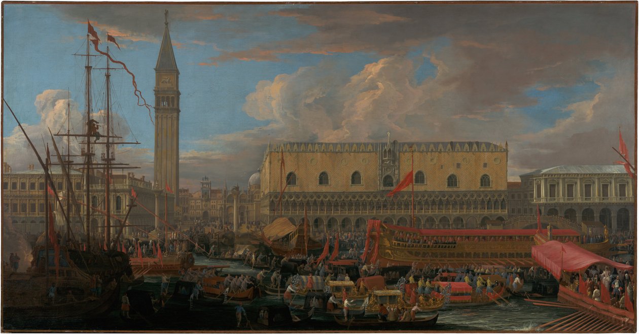 Bucintoro Afgang fra Bacino di San Marco af Luca Carlevarijs
