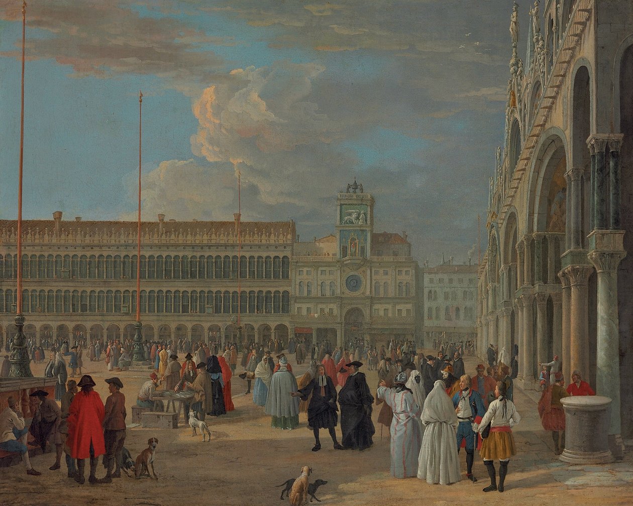 Udsigt over Markuspladsen med Torre dell
