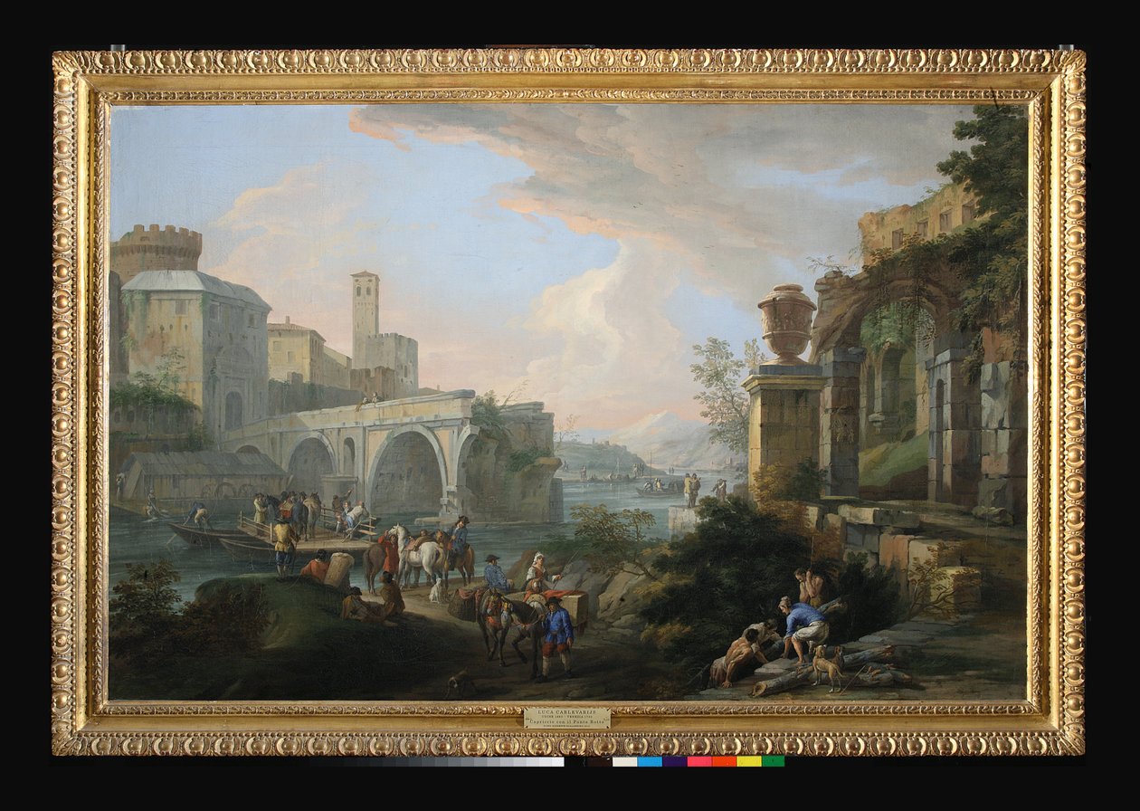 Capriccio med Ponte Rotto, ca. 1714 (olie på lærred) af Luca Carlevaris