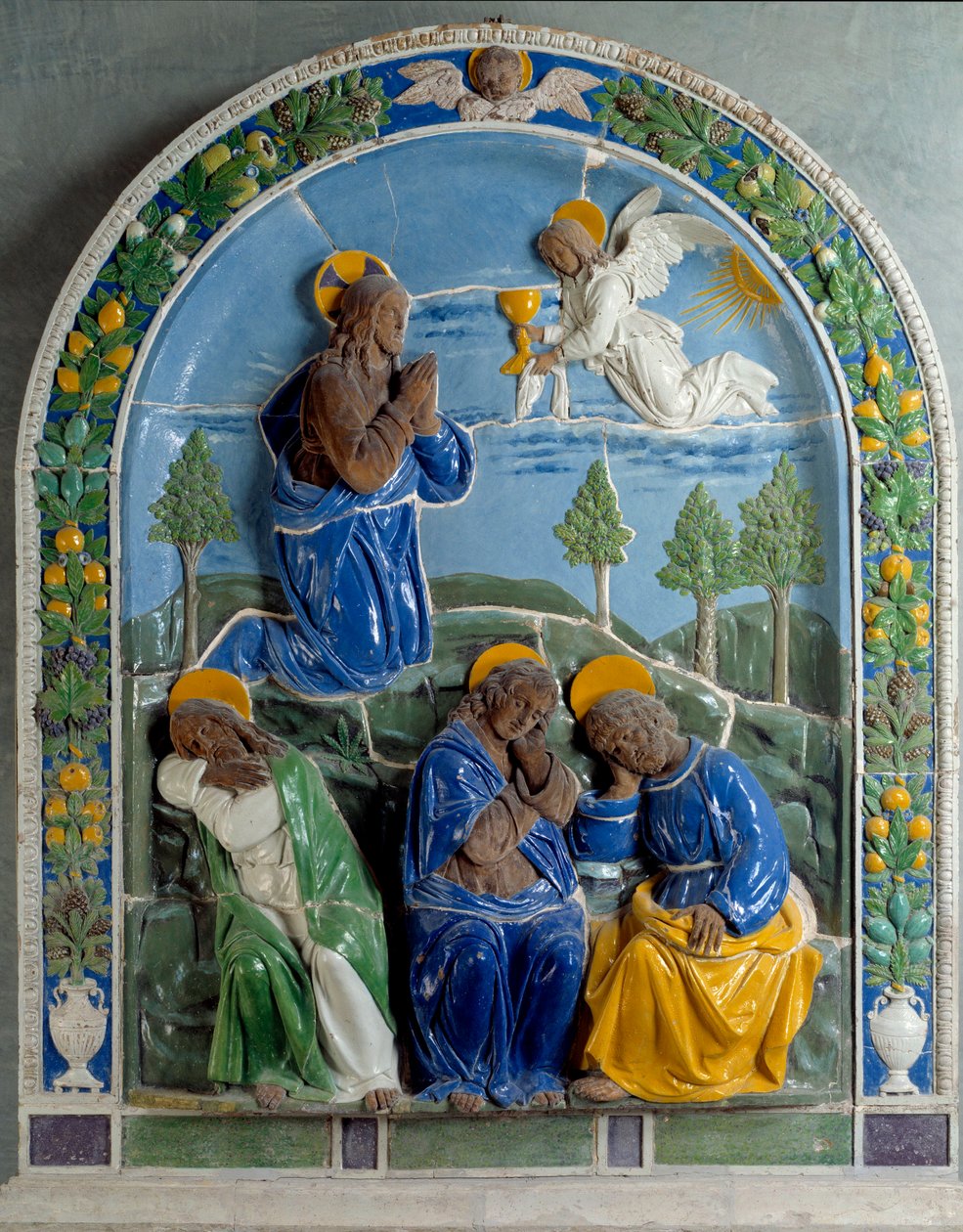 Kristus på Oliebjerget Keramisk malet og lakeret af Luca della Robbia (1400-1482) 15. århundrede. Paris, Louvre-museet af Luca Della Robbia