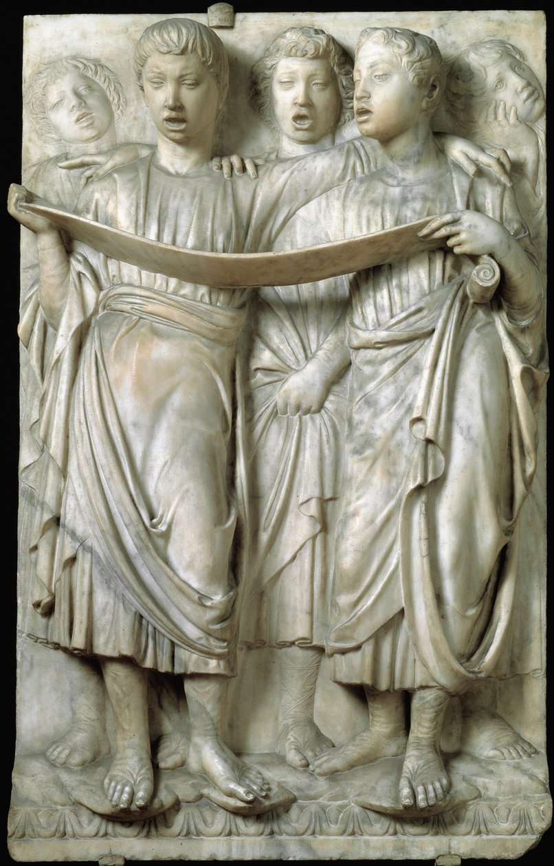 La cantoria eller børn der synger i kor - Marmorrelief, af Luca della Robbia (ca.1400-1482), Quattrocento af Luca Della Robbia