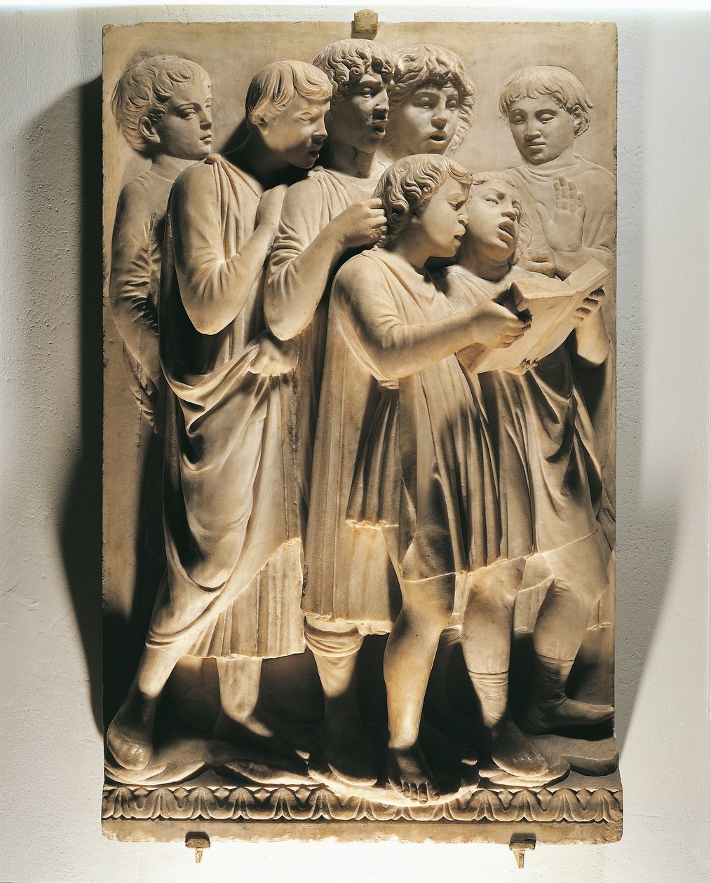 Lov ham i sang (Salme 150, Lov Herren), panel med syngende børn af Luca Della Robbia